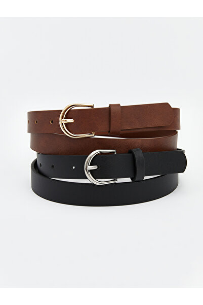 LC Waikiki Trendlucky Leather Look Women's Belt with Difference in Color, Pac...
