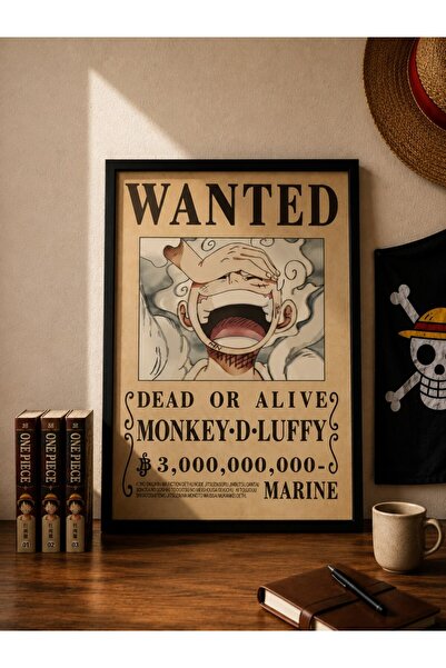 Genel Markalar 3D One Piece Wanted Poster – Luffy, Zoro & Sanji | 30x40 cm Çe...