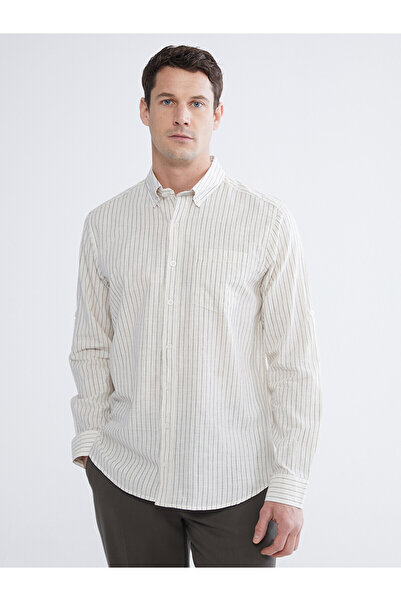 LC Waikiki Trendlucky regular fit striped men's linen blend shirt