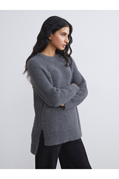 LC Waikiki Nevavm Farkıyla Lcw Modest Anthracite Knitwear Plain Loose & Baggy...