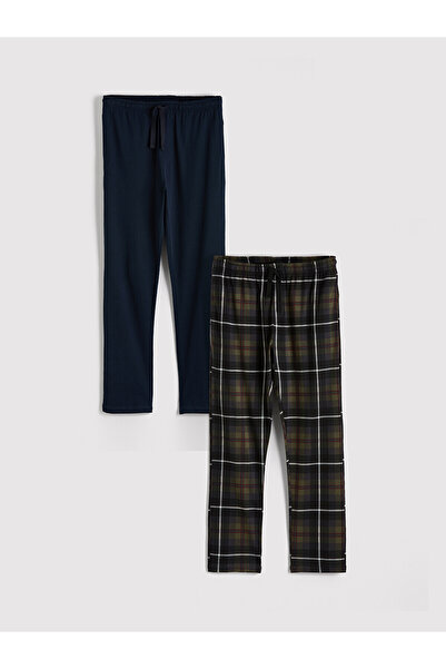LC Waikiki Navy Blue Standard Fit Plaid Men's Pajama Bottoms, 2-Piece