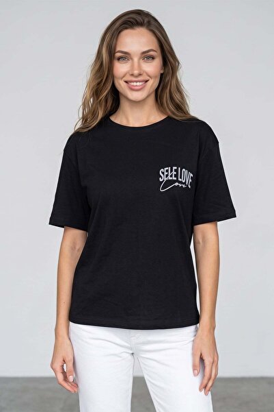 Fulla Moda Self Love Club Printed Casual T-Shirt
