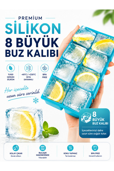 Silvora Trusted silicone rubber solutions 8 Bölmeli Silikon Buz Kalıbı, Büyük...