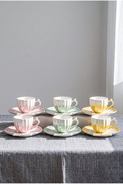 Perotti Pearl Color 6-Person Porcelain Coffee Cup Set
