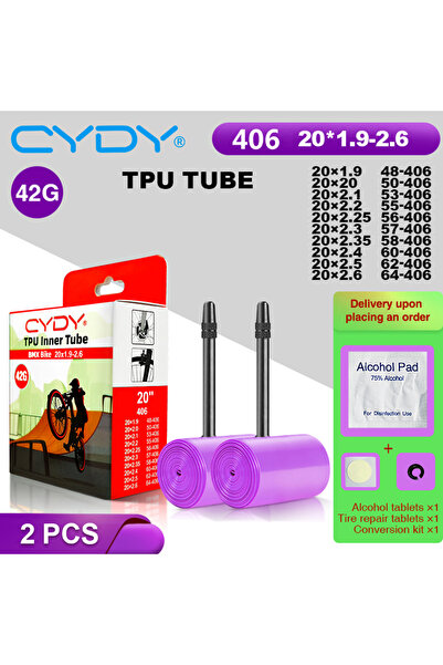 Choice أنبوب داخلي للدراجة من CYDY مقاس 406 45 ملم، 20×1.95-2.6، قطعتان، 42 ج...