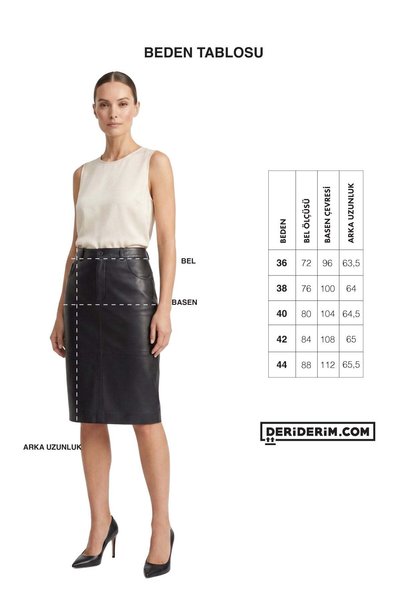 Deriderim Brown Mita Midi Genuine Leather Women's Skirt