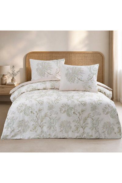 ALTINBAŞAK TEKSTİL Alara Double 100% Cotton Ranforce Duvet Cover Set Light Be...