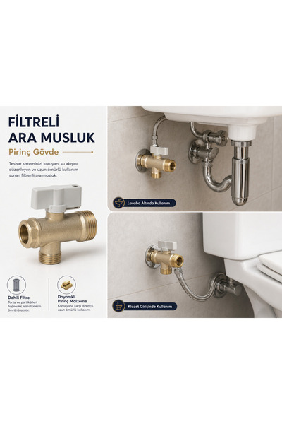 GenelTedarik FİLTRELİ ARA MUSLUK 2 ADET