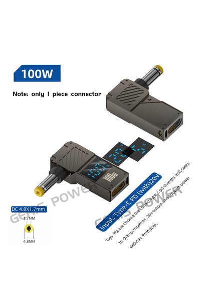 Choice 4.8X1.7mm ​6​5W 90W 100W USB Type C PD to Laptop Computer Notebook Pow...