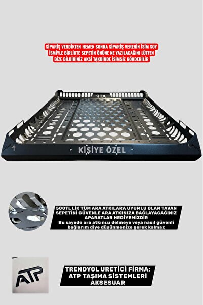 AnkaraTavanPort ATP Tavan Sepeti Isme Özel Ara Atkısı Olan Her Araca Uyumlu T...