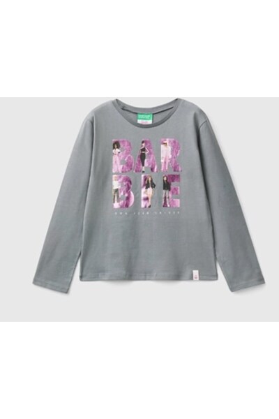 United Colors of Benetton Benetton girl's barbie bright print long sleeve t-s...