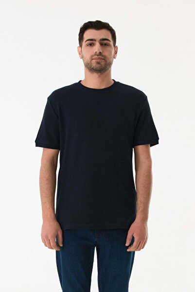 Fulla Moda Tricou cu guler rotund din țesătură Waffle