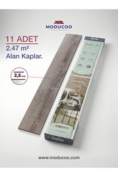 MODUCOO Blade Gray Kendinden Yapışkanlı Parke 2,5 mm – Dayanıklı Zemin Kaplam...
