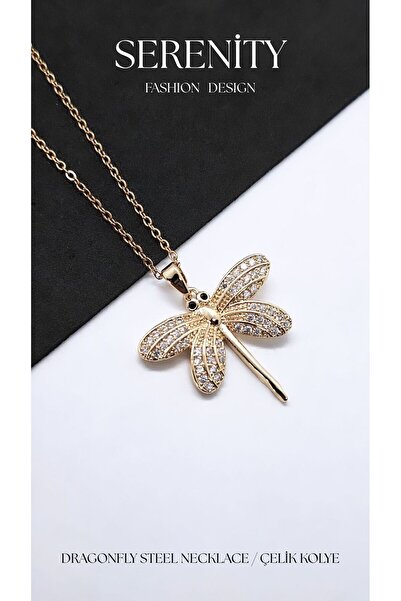 Serenity Four Winged Dragonfly Steel Necklace