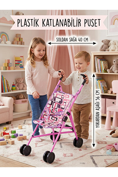 çınaroğlu avm Oyuncak Tekerlekli Bebek Puseti Katlanabilir Pembe Renk