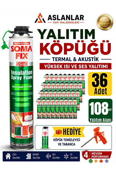 Somafix Poliüretan Termal Isı Ve Ses Yalıtım Sprey Köpük (36 ADET)