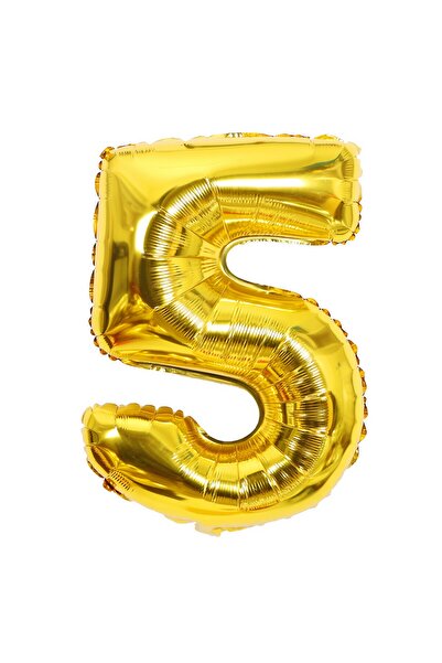 OEM Foil Balloon, Number 5, 81 cm, For Air or Helium, Bulk, Gilded