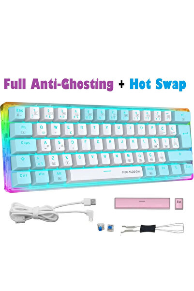 MEGALODON Rgb Oyuncu Klavyesi MX-1 Mekanik Gaming Blue Switch Klavye Türkçe Q...