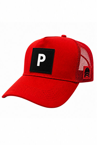 all hats قبعة بيسبول شبكية مزينة بحرف P وتفاصيل مطرزة