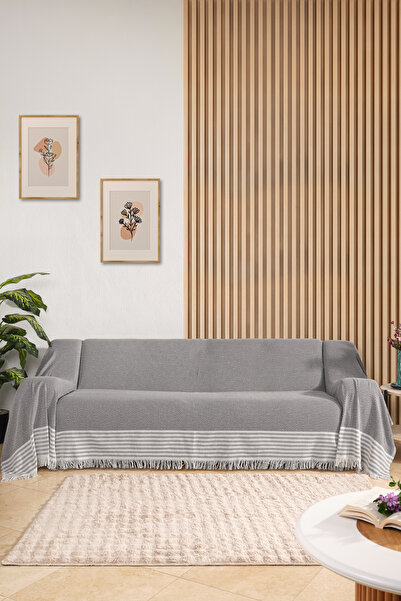 Miracolo Home غطاء أريكة سرير بذراعين باللون الرمادي الداكن بطول 3 أمتار من ا...