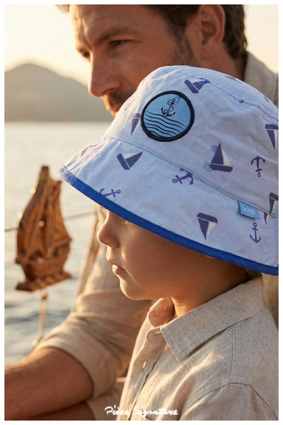 PIECE SIGNATURE 100% Cotton Fisherman Hat for Boys (Ages 5-8) (Size 50-53 cm)