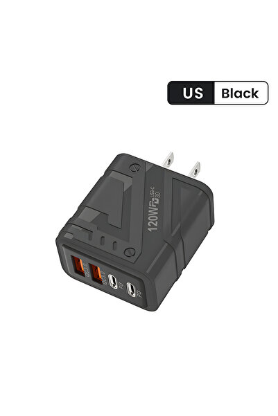 Choice شاحن 01 أسود أمريكي بـ 4 منافذ USB C PD شحن سريع 3.0 من النوع C شواحن ...