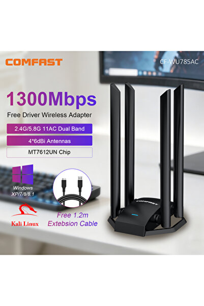 Choice COMFAST 1300Mbps USB3.0 WiFi Adapter MT7612U 2.4G&5GHz Network Card 2*...