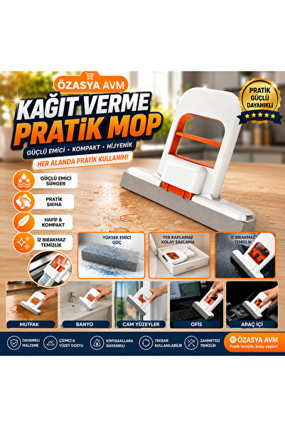 Özasya AVM Taşınabilir Sıkma Mekanizmalı Pratik Mop Yüksek Emici Süngerli El ...