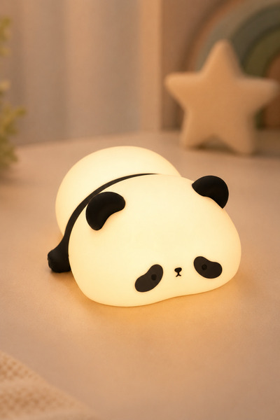 Genel Markalar Panpo - Panda Figürlü Şarjlı Silikon Gece Lambası 3 Kademe Dok...