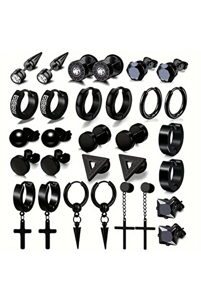 Choice S1-30pcs-black 30pcs 316L Stainless Steel Cross Stud Earrings Set for ...