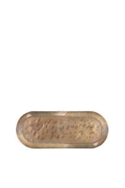 Yargıcı Dövme Desenli Metal Tepsi(12x26x2 Cm)