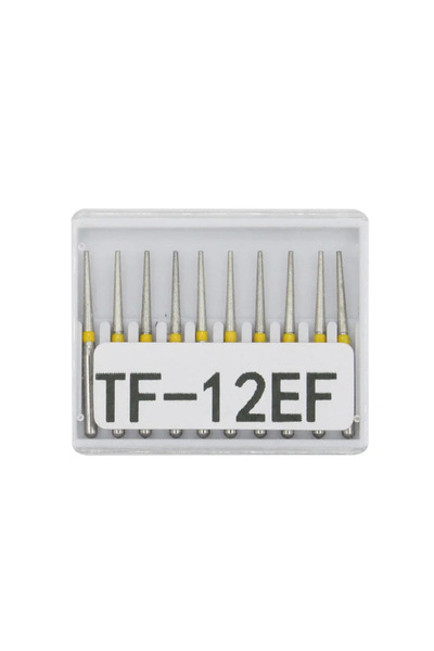Choice25 مجموعة رؤوس حفر ماسية للأسنان TF-12EF، 10 قطع/مجموعة، قطر FG، مقبض ع...