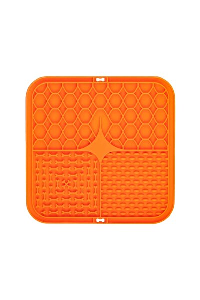 Choice3 Orange Pet Lick Silicone Mat Slow Feeder Dog Food Plate Bathing Distr...