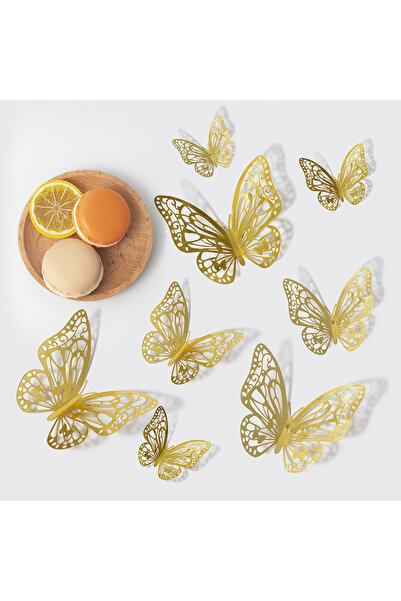 Choice1 style 3 48pcs 3D Butterfly Wall Decor 4 Styles 3 Sizes, Gold Butterfl...