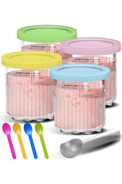 Choice 4 Colors with spoons Containers Replacement for NC500/501 Ninja Creami...