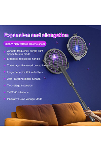 choice2 Grey Pro Version Foldable Electric Mosquito Swatter 3-in-1 Electric M...