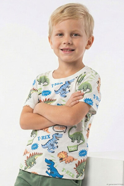 Breeze Boys' T-Shirt Fun Dinosaurs 2-6 Years, White