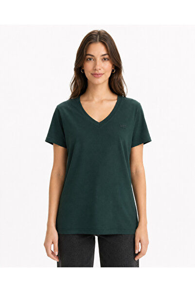 Levi's Women's Favorite V-Neck Hm Pine Grove Jersey Green T-Shirt