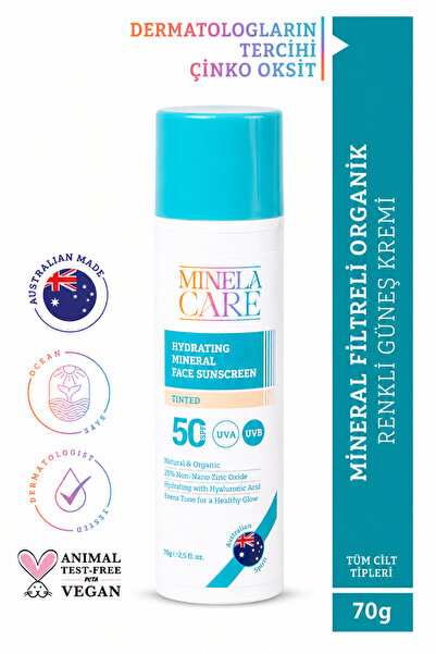 Minela Care Organik Mineral Tinted (Renkli) Yüz Güneş Kremi SPF 50 70 g - Hya...