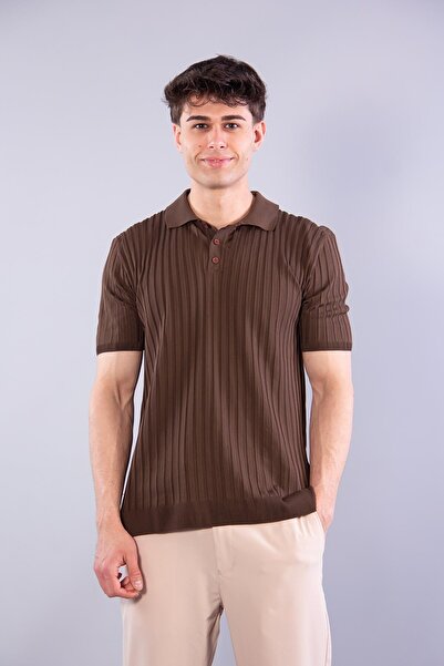 Mckanzie 10028 Polo Collar Buttoned Ribbed Knitwear T-Shirt
