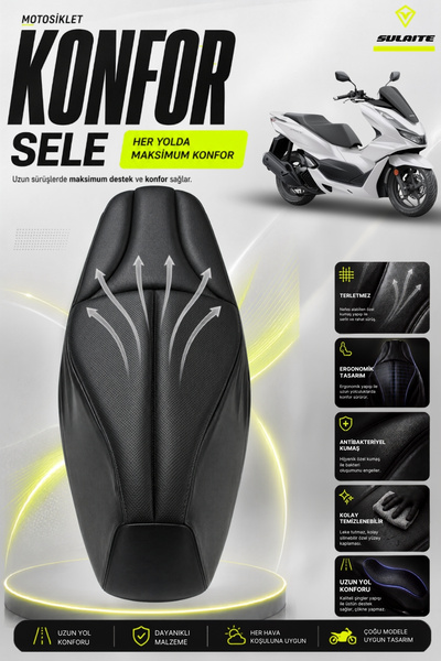 SULAITE Motosiklet Konfor Sele Kılıfı Honda PCX Uyumlu Ultra Konforlu Visco S...