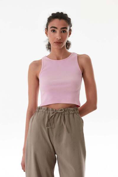 Fulla Moda Basic Fitilli Halter Yaka Modal Body
