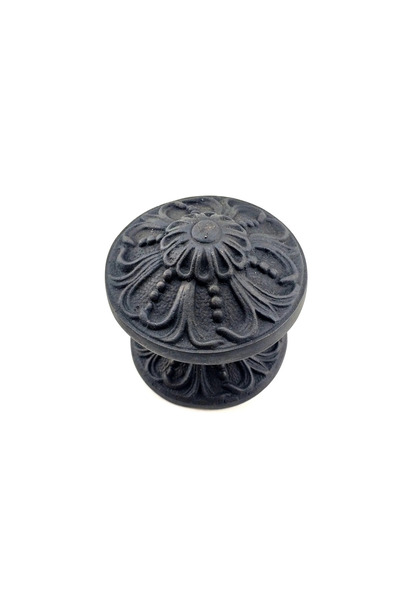 MEKs Antique style decorative brass floral door knob - 80mm diameter, oxide f...