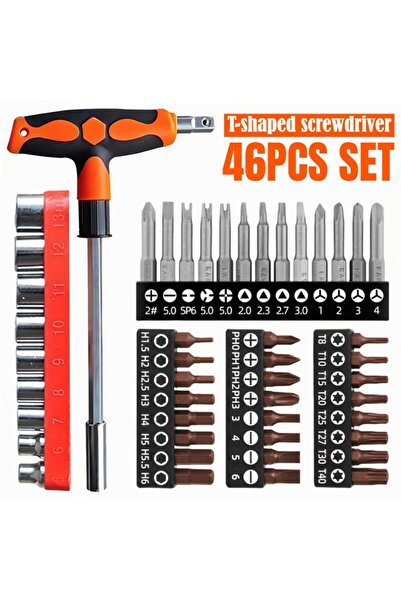 choice2 Hand Tool Set 46PCS Screwdriver Set with T-shape Cross and Straight S...
