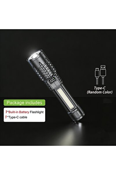 choice2 مصباح يدوي LED عالي القوة من ZOOM Black Heinast، قابل لإعادة الشحن عب...