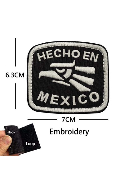Choice17 MX16-White Mexico National Flag Mexican Eagle,Skull Badge Fabric App...
