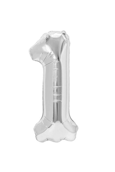 OEM Balon din Folie, Cifra 1, 40 cm, pentru Aer sau Heliu, Argintiu, Decor An...