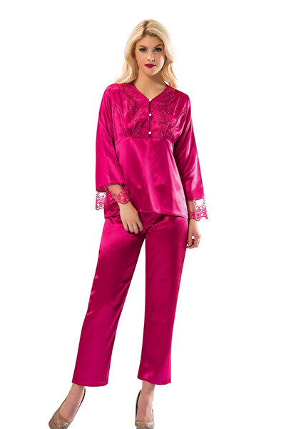Sistina Matxzngz Fuchsia Satin Pajama Set - 1595 - (132222) Size S