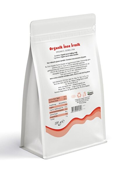 OTS Organik İnce İrmik 500 gr (Organik Sertifikalı, Pestisit Analizli)