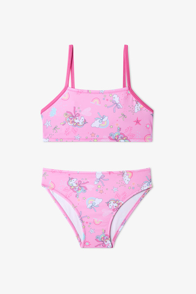Penti Kız Çocuk Uniribbon Halter Unicorn Desenli Bikini Takımı